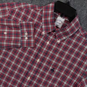 Brooks‎ Brothers Shirt Mens Medium Red Blue Plaid Button Down Long Sleeve Cotton